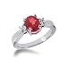 14k White Gold 3-stone Ruby & Diamond Ring