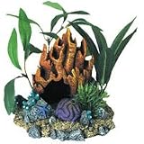 Fire Coral Cave with Plant - 5 in. x 4 12 in. x 4 12 in.