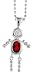 Sterling Silver January Birthstone Baby Brat Boy Pendant w/ Garnet Color Cubic Zirconia