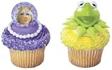 24 The Muppets Kermit and Miss Piggy Birthday Party Favor Cupcake Rings 24