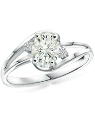 Oval White Moissanite Split Shank Ring