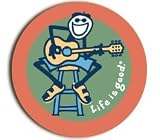 LIFE IS GOOD ACOUSTIC GUITAR ROUND STICKERS (PACK OF 2) PERFECT FOR SPREADING CHEER AND OPTIMISM!