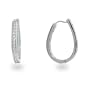 Sterling Silver Oval Hoops with Channel Set Cubic Zirconias