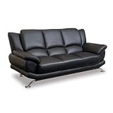Rogers Black Leather Sofa