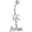 Crystalline Gem ARIES Dangle Belly Ring