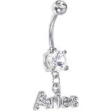 Crystalline Gem ARIES Dangle Belly Ring