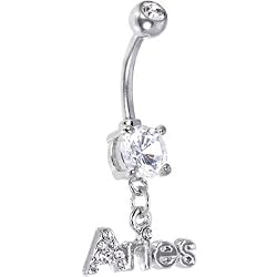 Crystalline Gem ARIES Dangle Belly Ring