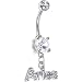 Crystalline Gem ARIES Dangle Belly Ring