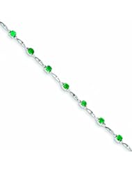 1.6 Carat 14K White Gold Diamond and Emerald Bracelet