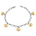 14K Two-Tone Gold Puff Heart Charm Bracelet