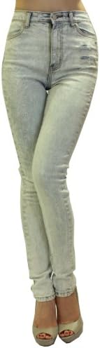 Rox Denim Women's High Waist Rise Destroyed Acid Wash Jeans 9 Junior (Waist: 28") Light Wash