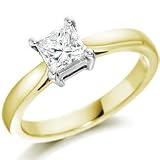EGL Certified 1 Ct Princess Cut Solitaire Diamond Ring In 18 Ct Yellow and White Gold- D / IF
