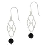 311Qauc05pL. SL160  Sterling Silver Single Arabesque w / Onyx Pearl Earrings