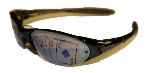 Poker Hologram Mirrored Lens Wrap Sunglasses