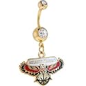 NBA Atlanta HAWKS Double Crystalline Gem Gold Belly Ring