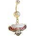 NBA Atlanta HAWKS Double Crystalline Gem Gold Belly Ring