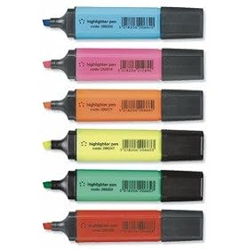 5 Star Highlighters Chisel Tip 1-4mm Line Assorted [Wallet 6]