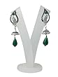 Bollywood Designer Green Silver Tone Dangle Drop Earrings