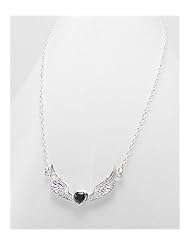 Black Heart CZ Necklace In 92.5 Sterling Silver