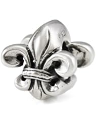 Genuine Ohm Beads (TM) Product. 925 Sterling Silver Fleur De Lis European Bead Charm (10 x 10 mm). 100% Satisfaction Guaranteed.