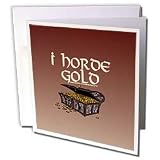 Deniska Designs WoW - I Horde Gold on Brown - Greeting Cards-6 Greeting Cards with envelopes