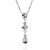 10K White Gold Fancy Diamond Cut Pendant w/ Twisted Chain - 17