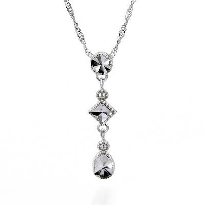 10K White Gold Fancy Diamond Cut Pendant w/ Twisted Chain - 17