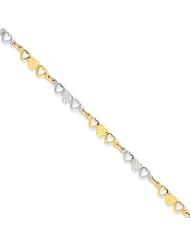 14K & Rhodium Heart Bracelet
