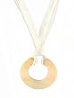Necklace - N230 - Small Round Shell (1-5/8") hung on 5-Strand Organza Cord ~ Cream