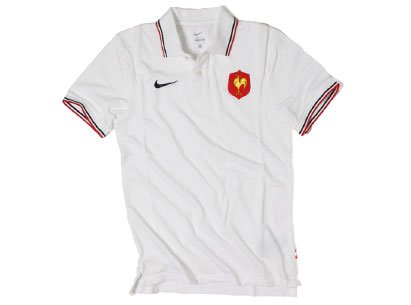 France Players Rugby Media Polo Shirt White - size M