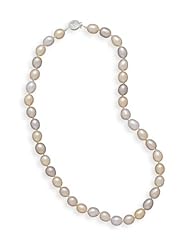 Genuine Elegante Necklace. 16" Individually Knotted Multi Color 7.5-8mm Cultured Freshwater Pearl Necklace. 100% Satisfaction Guaranteed.