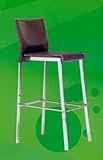 Brown Leather Steel Chrome Bar Stool One Pair