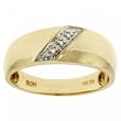 Mens Yellow Gold Wedding Band Ring w/ 3 stone Diamonds