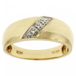 Mens 3 Stone Diamond Wedding Band Ring in Yellow Gold
