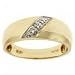 Mens Yellow Gold Wedding Band Ring w/ 3 stone Diamonds
