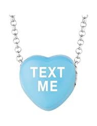 Sweethearts Enamel "Text Me" Heart on 16" Necklace Pendant with Gift Box