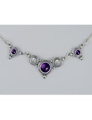 A Delightful Sterling Silver Gemstone Necklace Featuring Amethyst and Rainbow