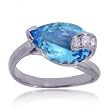 Blue Topaz and Diamond Fancy Ring w 14 Karat White Gold