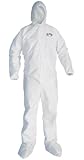 Kimberly-Clark KleenGuard A10 Polypropylene Light Duty Disposable Coverall with Hood and Boots, Elastic Wrist, White, Size 2XL (Case of 25)