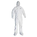 Kimberly-Clark KleenGuard A10 Polypropylene Light Duty Disposable Coverall with Hood and Boots, Elastic Wrist, White, Size 2XL (Case of 25)