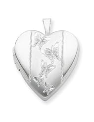 Sterling Silver 20mm Butterflies Heart Locket