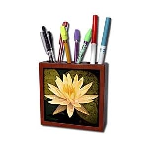 Boehm Photography Flower - Yellow Lotus Flower - Tile Pen Holders-5 inch tile pen holder