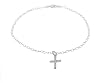 Italian Sterling Silver Religious Themed Link Anklet, Cross