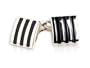 Distinctive 3-Stripe Black Silver Square Cufflinks with Gift Box