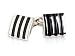 Distinctive 3-Stripe Black Silver Square Cufflinks with Presentation Box