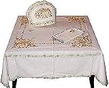 ShalinCraft Table Cloths In White Cotton Fabric With Colorful Kashmir Embroidery