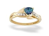 14K Yellow Gold Trillion Created Alexandrite and Diamond Ring