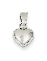 14k White Gold Puffed Heart Pendant. Metal Wt- 0.34g