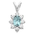 14K White Gold Aquamarine and Diamond Pendant
