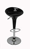 Set of 2 Adjustable Stool with Black Molded Seat and Chrome Base